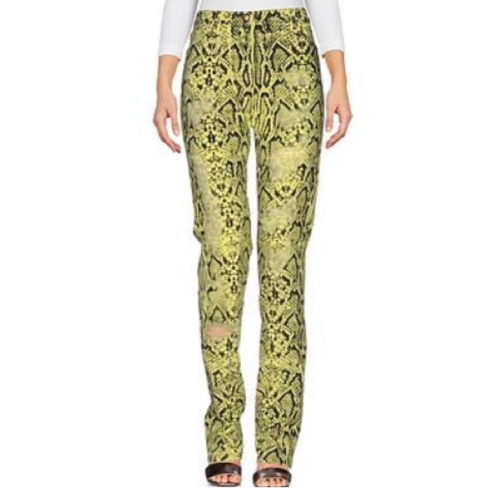 Versace snake print ripped jeans